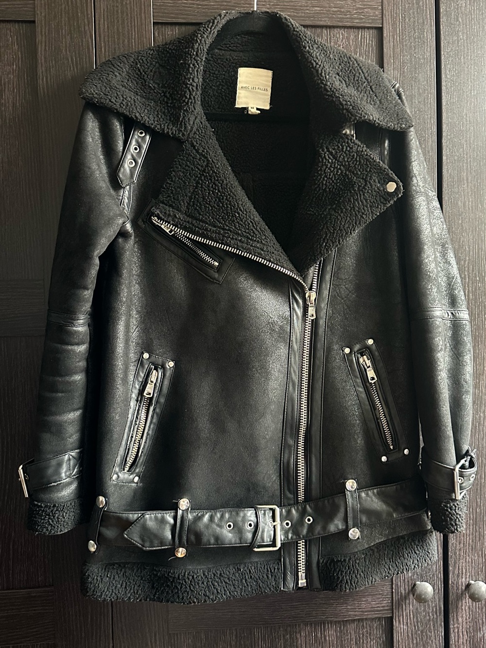 FLAWED Black Faux Leather Moto Coat
